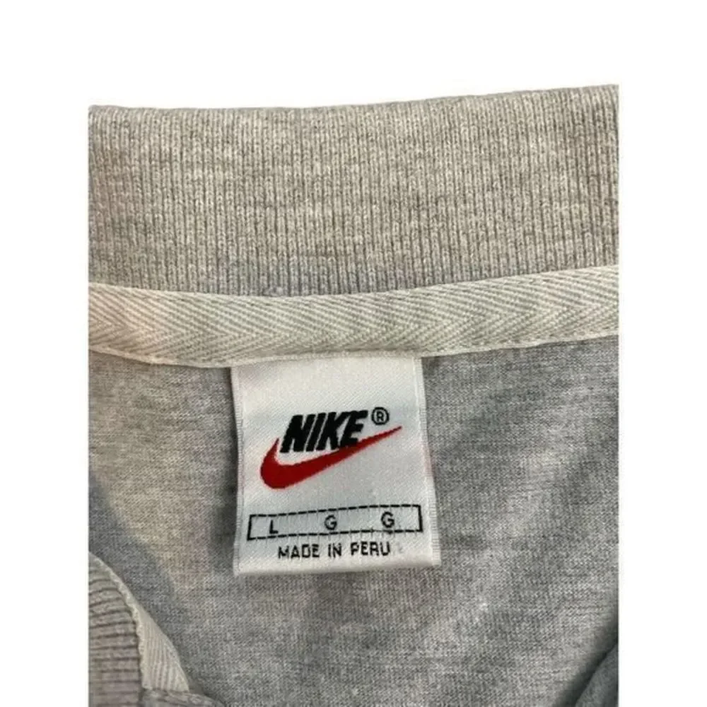 VINTAGE Nike Polo Shirt Mens L Gray Black Swoosh Cotton Rugby Adult 90s*‎